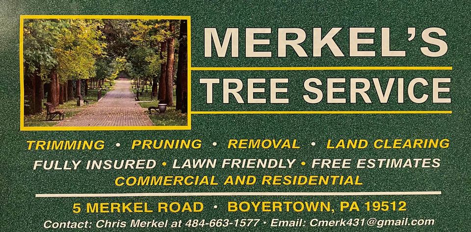 merkels tree service banner, trimming, pruning, removal